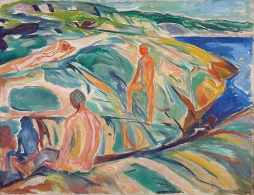 Bathing Men on Rocks (1915)
