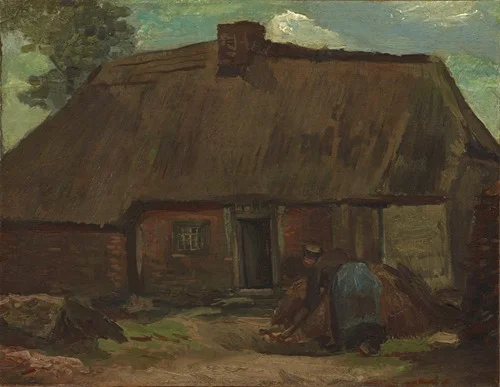 Cottage with Peasant Woman Digging (1885)