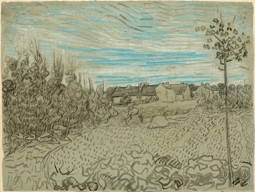 Cottages with a Woman Working in the Middle Ground (1890)