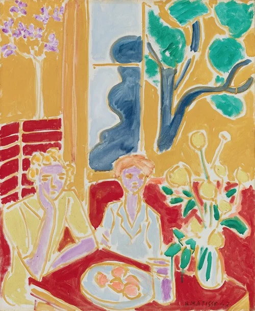 Deux Fillettes, fond jaune et rouge (1947)