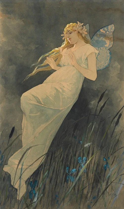 Elfe mit Irisblüten (Ca. 1885-1890)