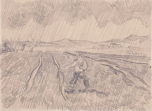 Enclosed field with a sower in the rain (1890)