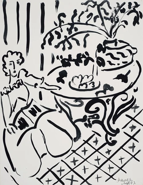 Fille assise à table (1947)