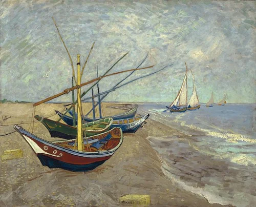 Fishing boats on the beach at Les Saintes-Maries-de-la-Mer (1888)