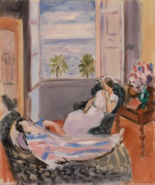 Interior with Two Figures, Open Window (1922)