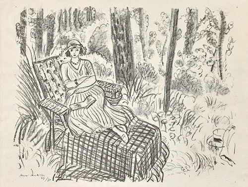 Jeune femme à la chaise longue dans un sous- bois (1922)