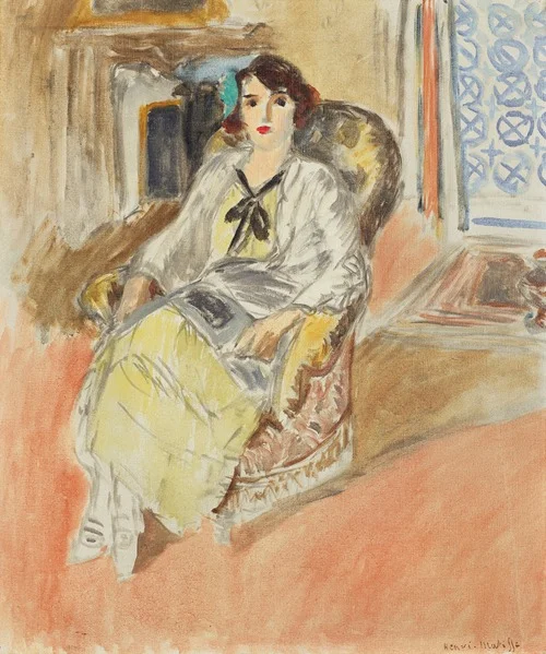 Jeune fille assise, robe jaune (1921-1922)