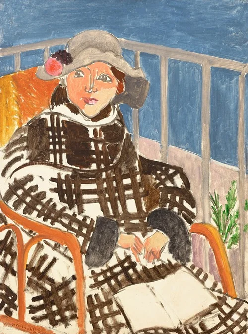 Mademoiselle Matisse en manteau écossais (1918)