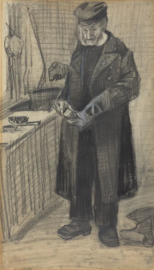 Man Polishing A Boot (1882)