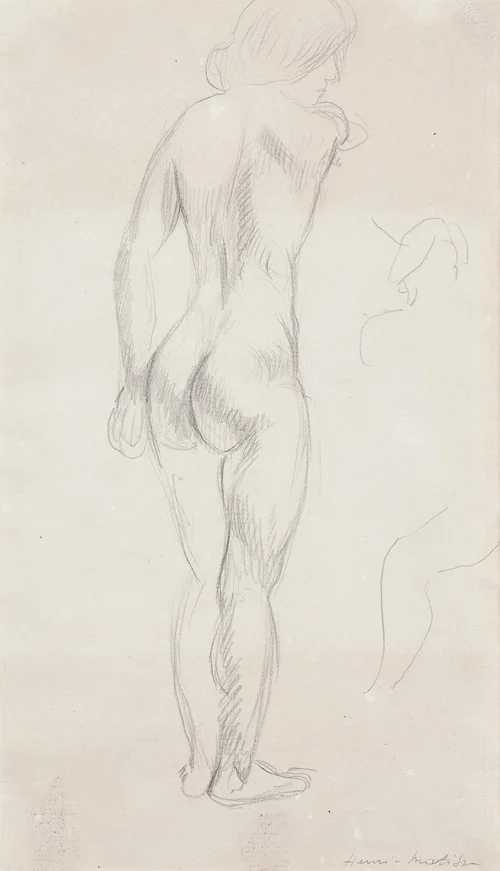 Nu debout de dos avec esquisse de nu à droite (1908)