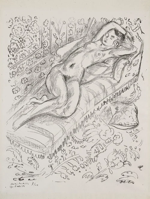Nu sur chaise de repos sur fond moucharabieh (1922)