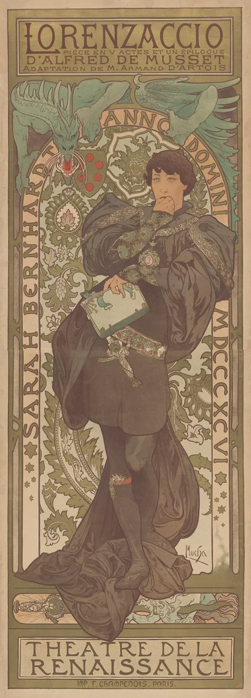 Sarah Bernhardt in Lorenzaccio, Theatre de la Renaissance (1850 – 1950)