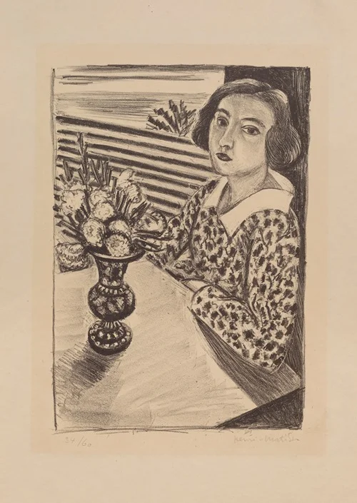 Seated Young Girl with a Bouquet of Flowers (1923)