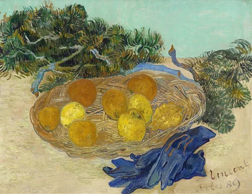 Still Life of Oranges and Lemons with Blue Gloves (1889)