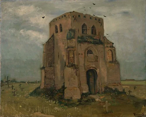 The old church tower at Nuenen (`The peasants’ churchyard’) (1885)