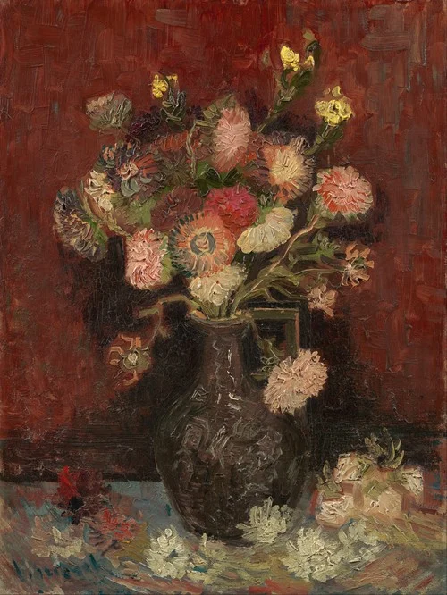 Vase with Chinese asters and gladioli (1886)