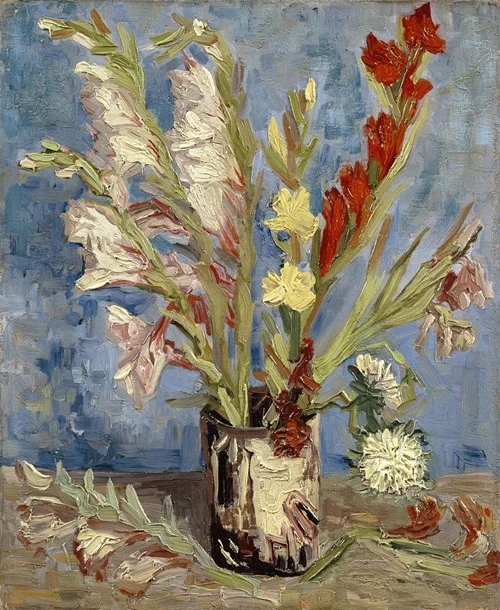 Vase with gladioli and China asters (1886)