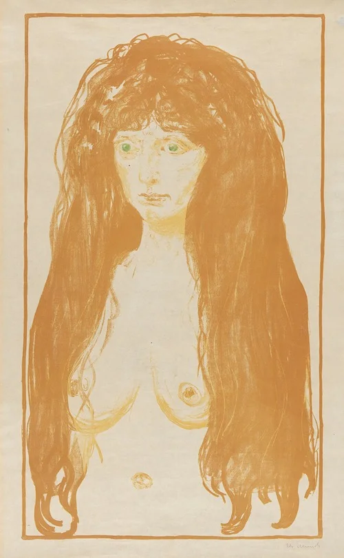 Weib mit rotem Haar und grünen Augen. Die Sünde (1902)
